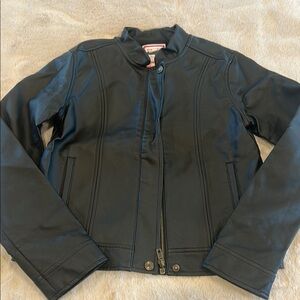 Gymboree Black Leather bomber Jacket 10-12